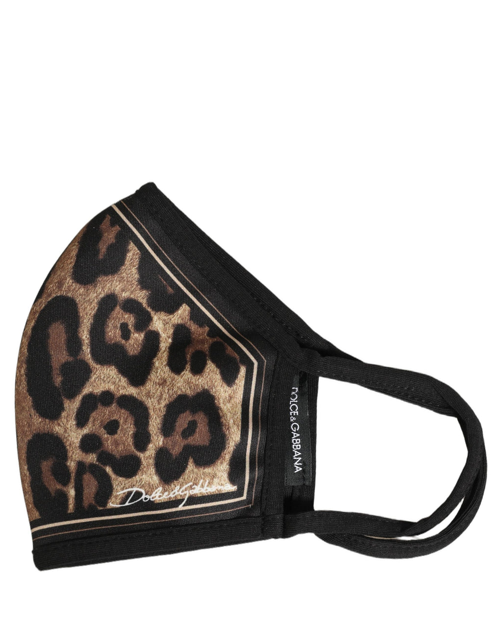 Dolce & Gabbana Braun Schwarz Leo-Print Maske mit elastischen Ohrschlaufen