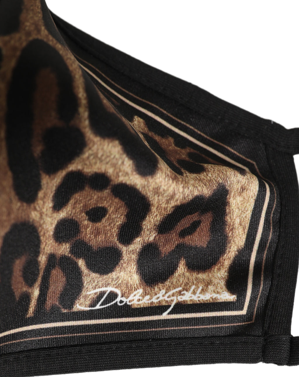 Dolce & Gabbana Braun Schwarz Leo-Print Maske mit elastischen Ohrschlaufen