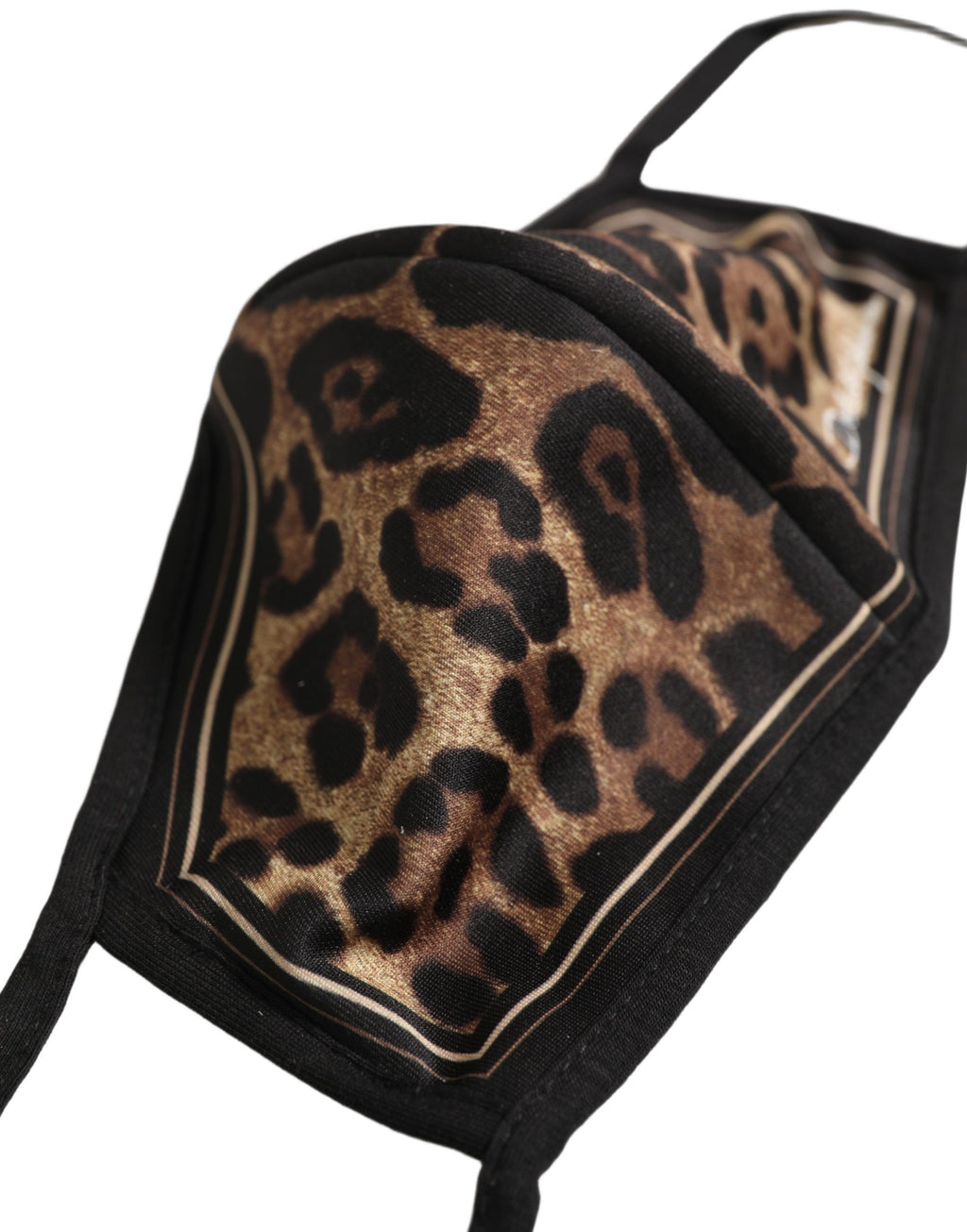 Dolce & Gabbana Braun Schwarz Leo-Print Maske mit elastischen Ohrschlaufen