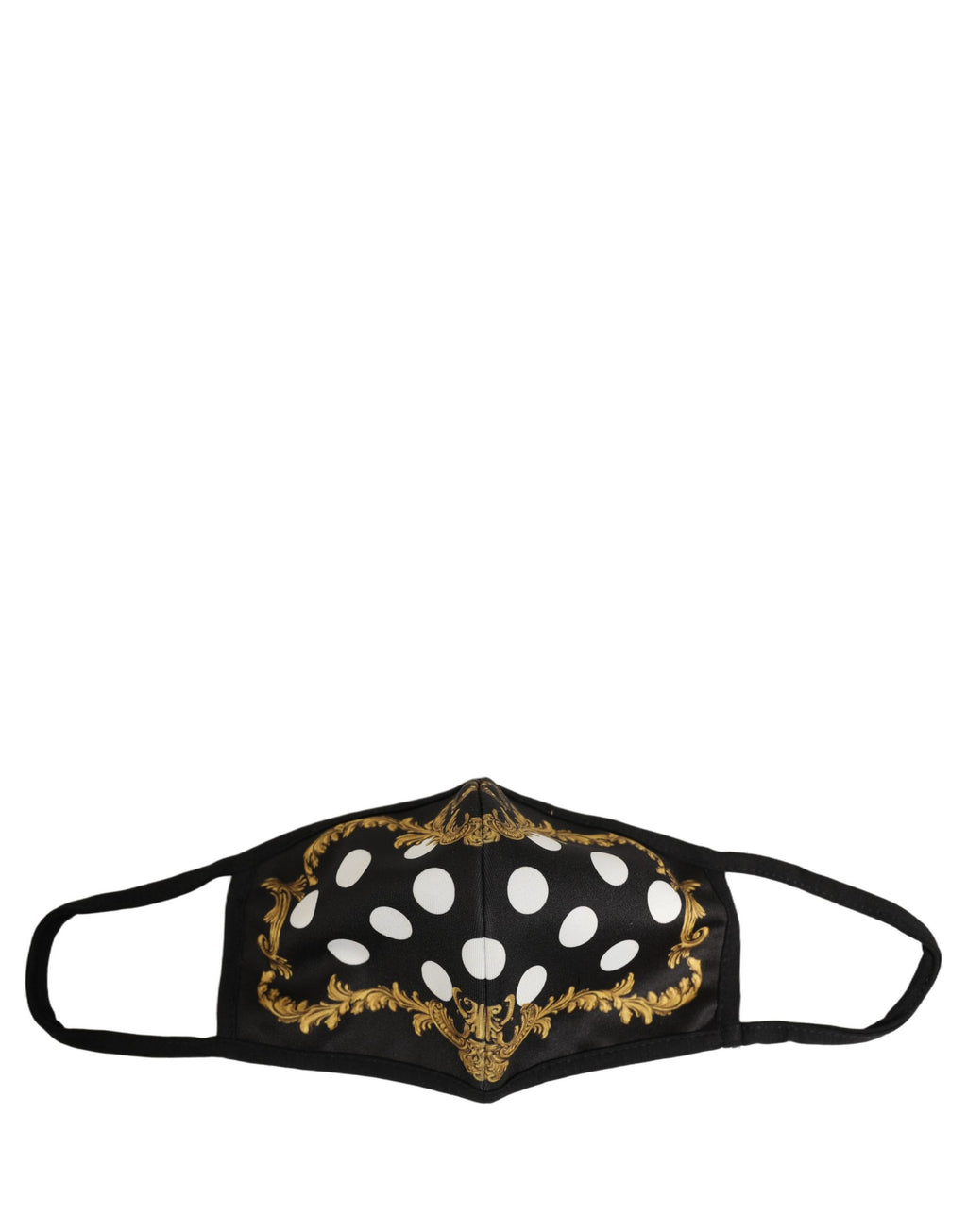 Dolce & Gabbana Black Baroque Print Polka Dot Elastic Ear Strap Face Mask