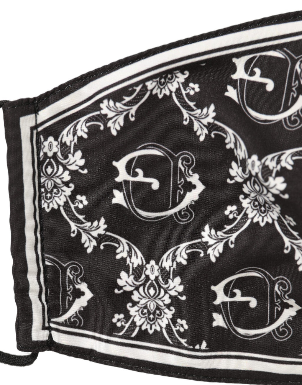 Dolce & Gabbana Black White Logo Baroque Elastic Ear Strap Face Mask