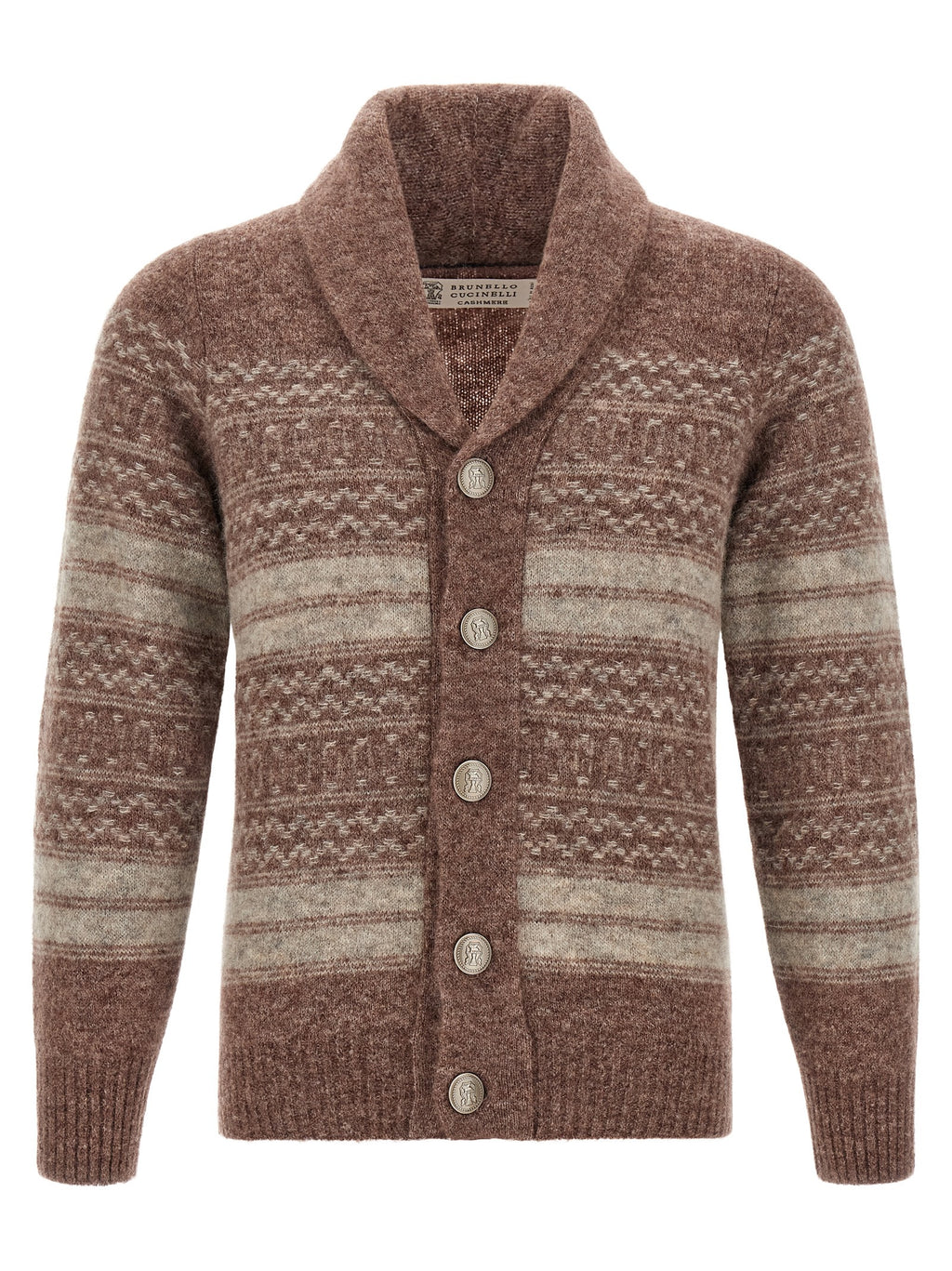 Brunello Cucinelli Brauner Alpaka-Leder Cardigan