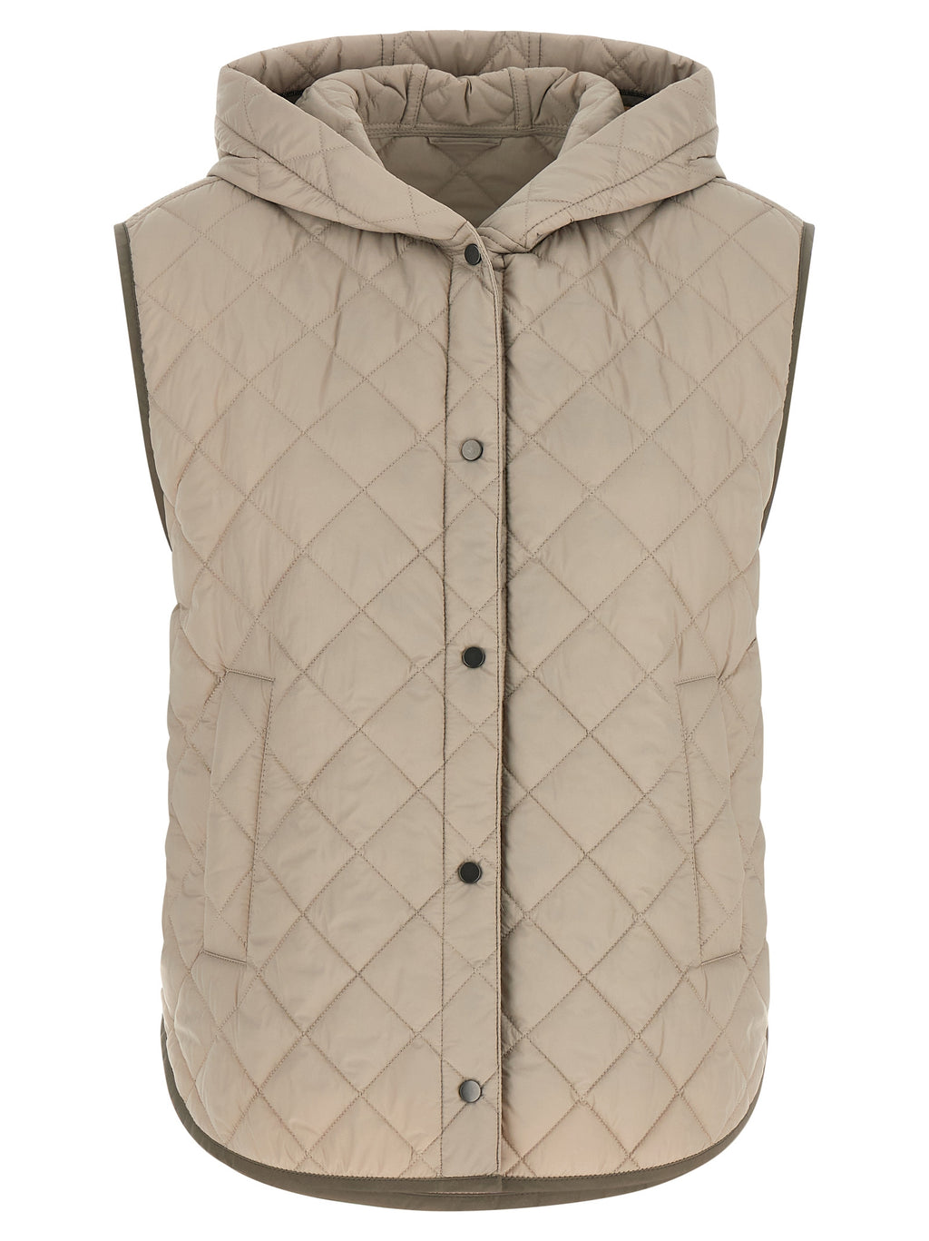 Brunello Cucinelli ärmellose Jacke aus beigem Polyamid