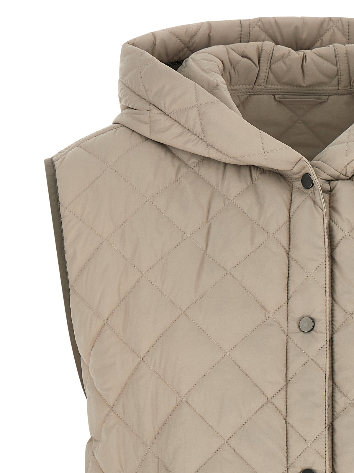 Brunello Cucinelli ärmellose Jacke aus beigem Polyamid
