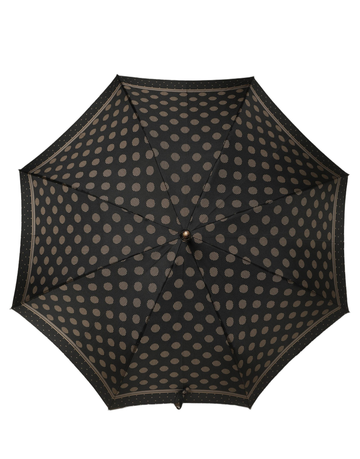 Dolce & Gabbana Black Gold Jacquard Polka Dot Long Handle Umbrella