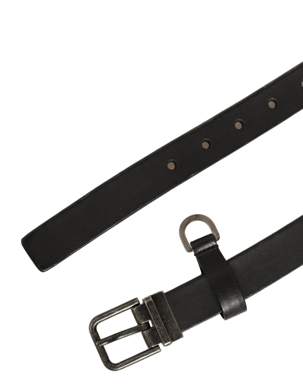 Dolce & Gabbana Black Leather Antique Finish Buckle Belt