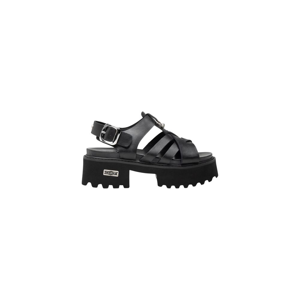 Cult schwarze Plateau-Sandalen aus Leder