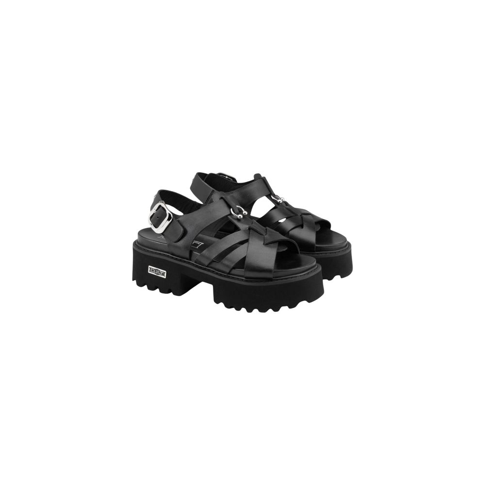 Cult schwarze Plateau-Sandalen aus Leder
