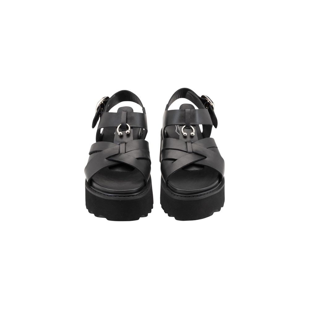 Cult schwarze Plateau-Sandalen aus Leder
