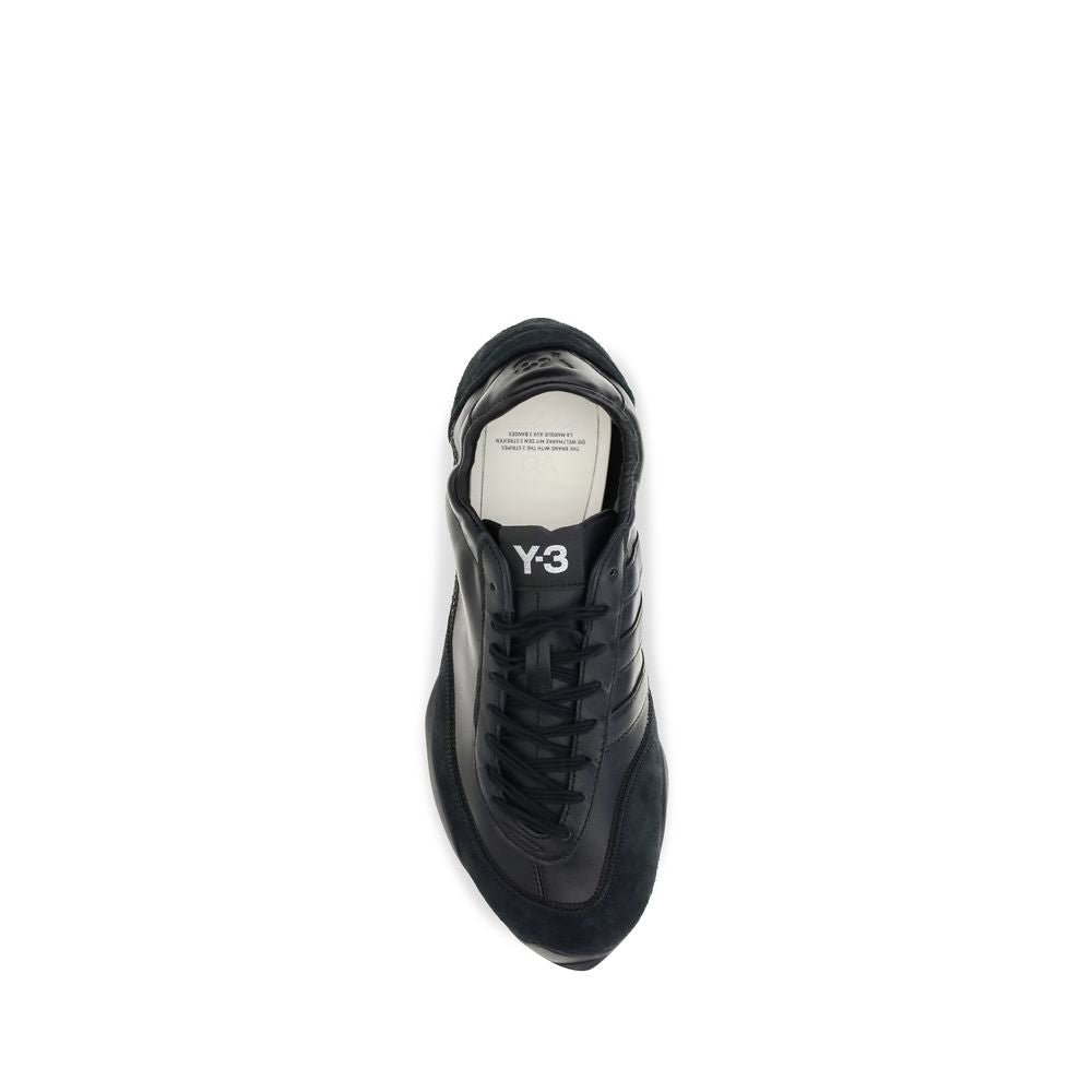 Y-3 Schwarze Kalbsleder-Sneaker aus Bos Taurus