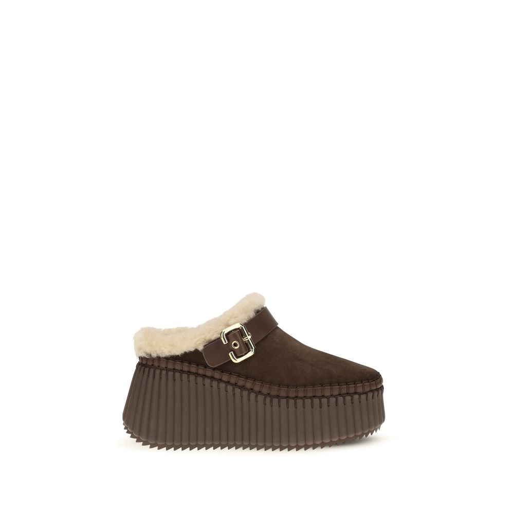 Chloé Mules aus braunem Kalbsleder