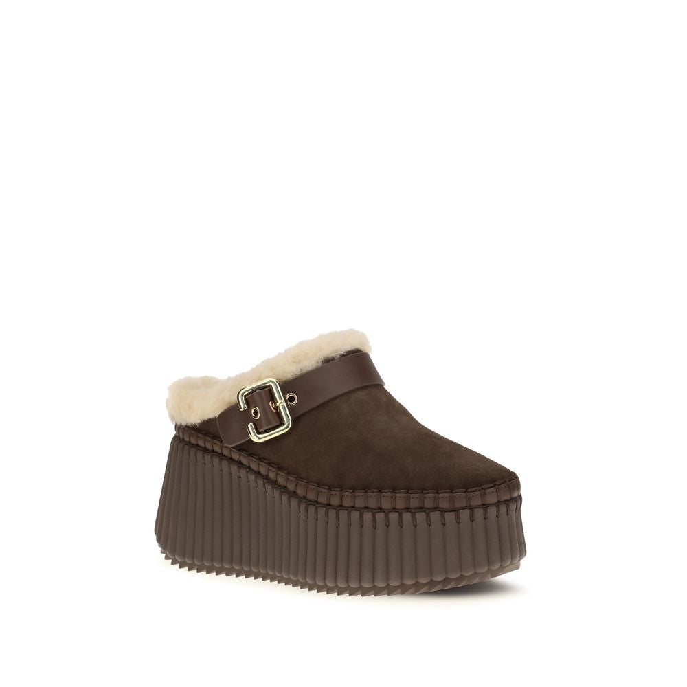 Chloé Mules aus braunem Kalbsleder