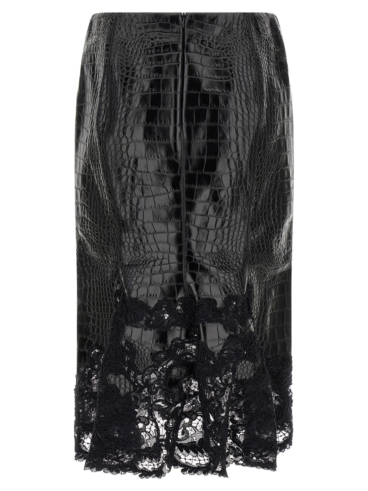 Ermanno Scervino Midi-Rock aus schwarzem Kalbsleder