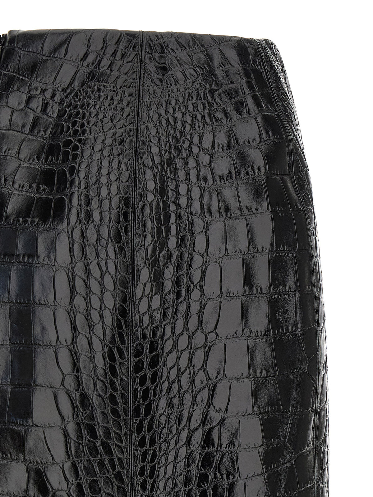 Ermanno Scervino Midi-Rock aus schwarzem Kalbsleder
