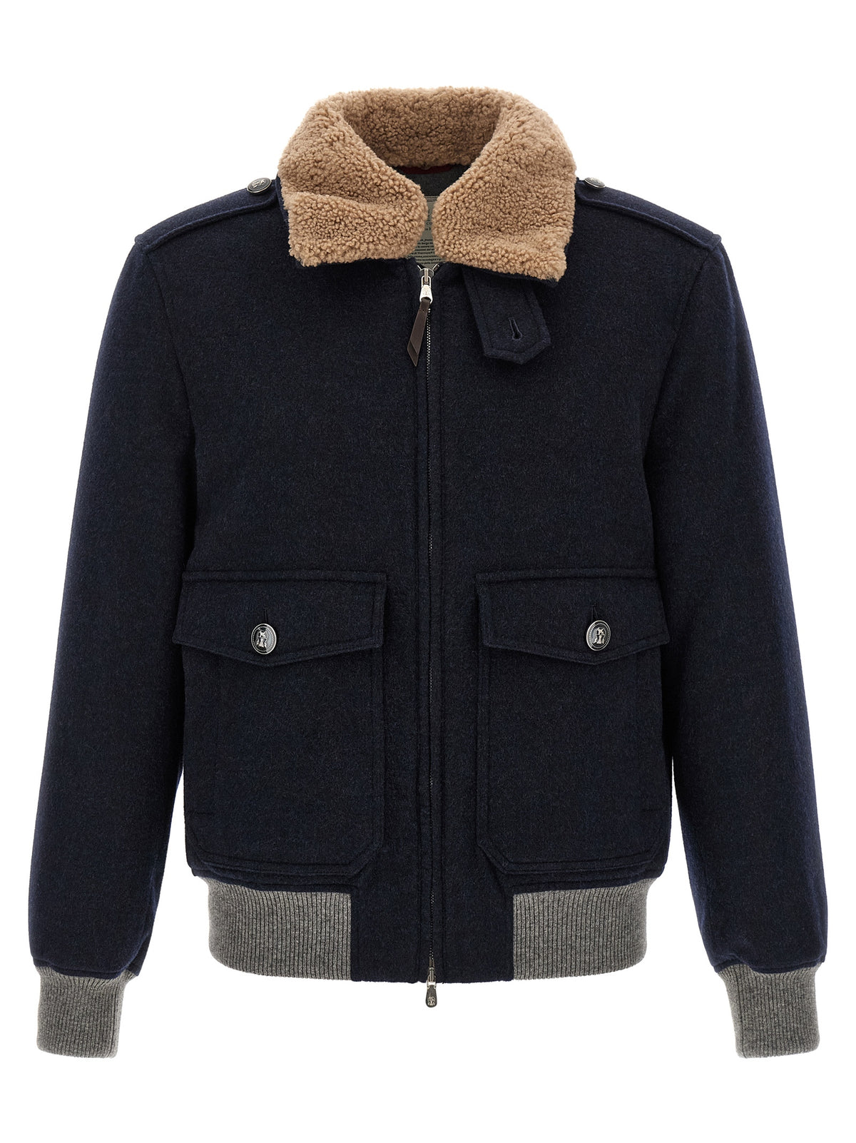 Brunello Cucinelli Bomberjacke aus blauem Kaschmir