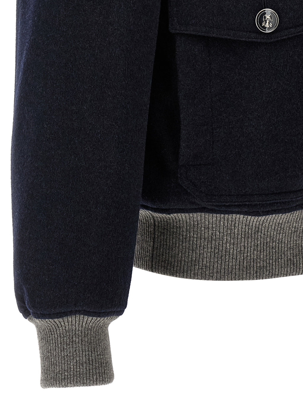 Brunello Cucinelli Bomberjacke aus blauem Kaschmir