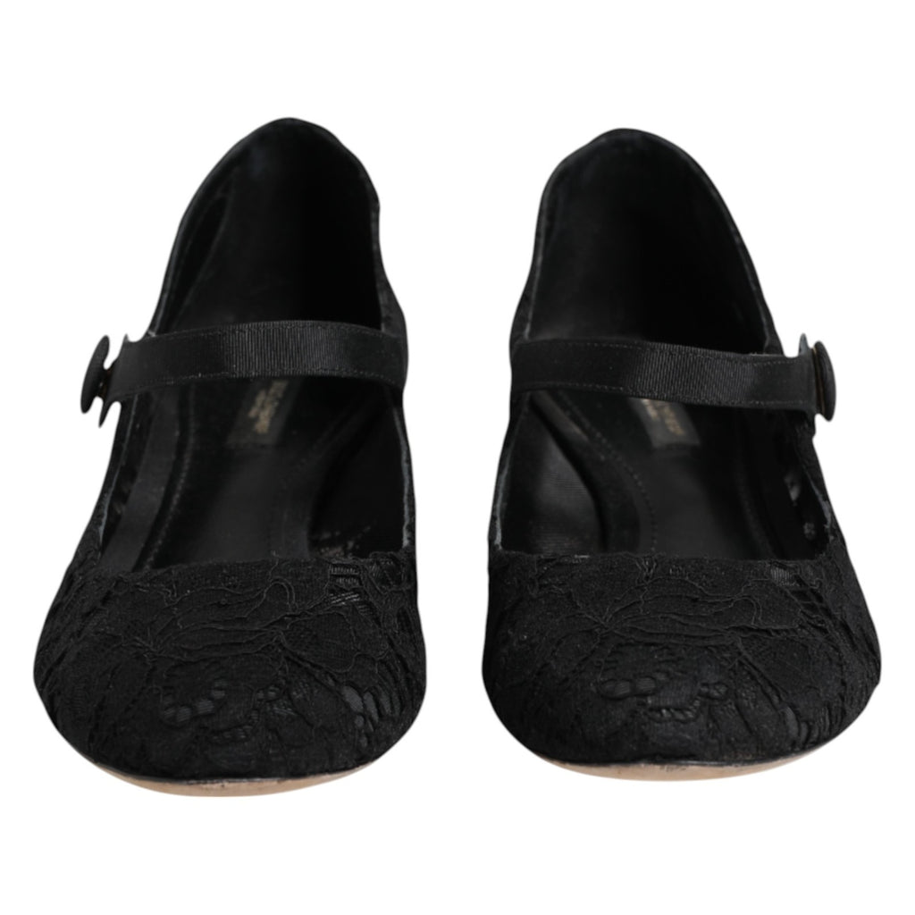 Dolce & Gabbana Schwarze Vally Taormina Floral-Spitze Pumps Schuhe