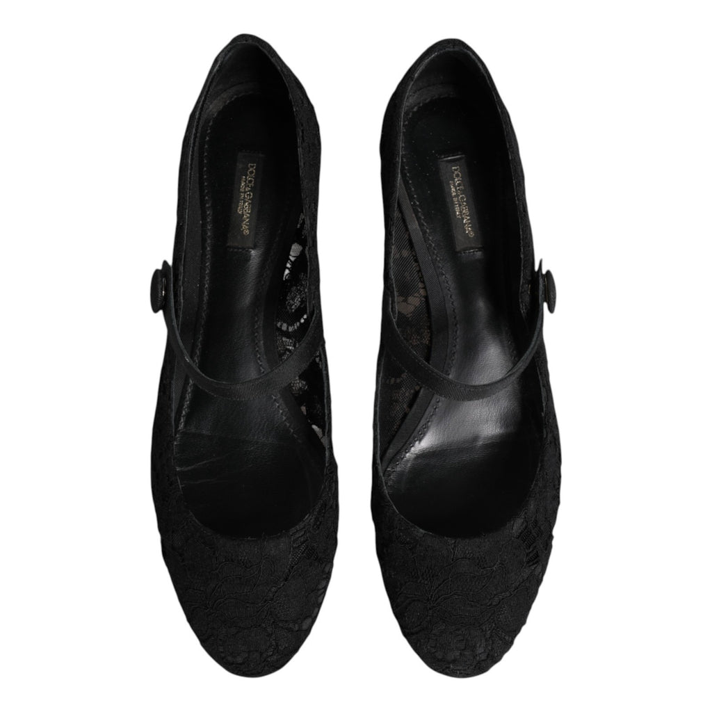 Dolce & Gabbana Schwarze Vally Taormina Floral-Spitze Pumps Schuhe