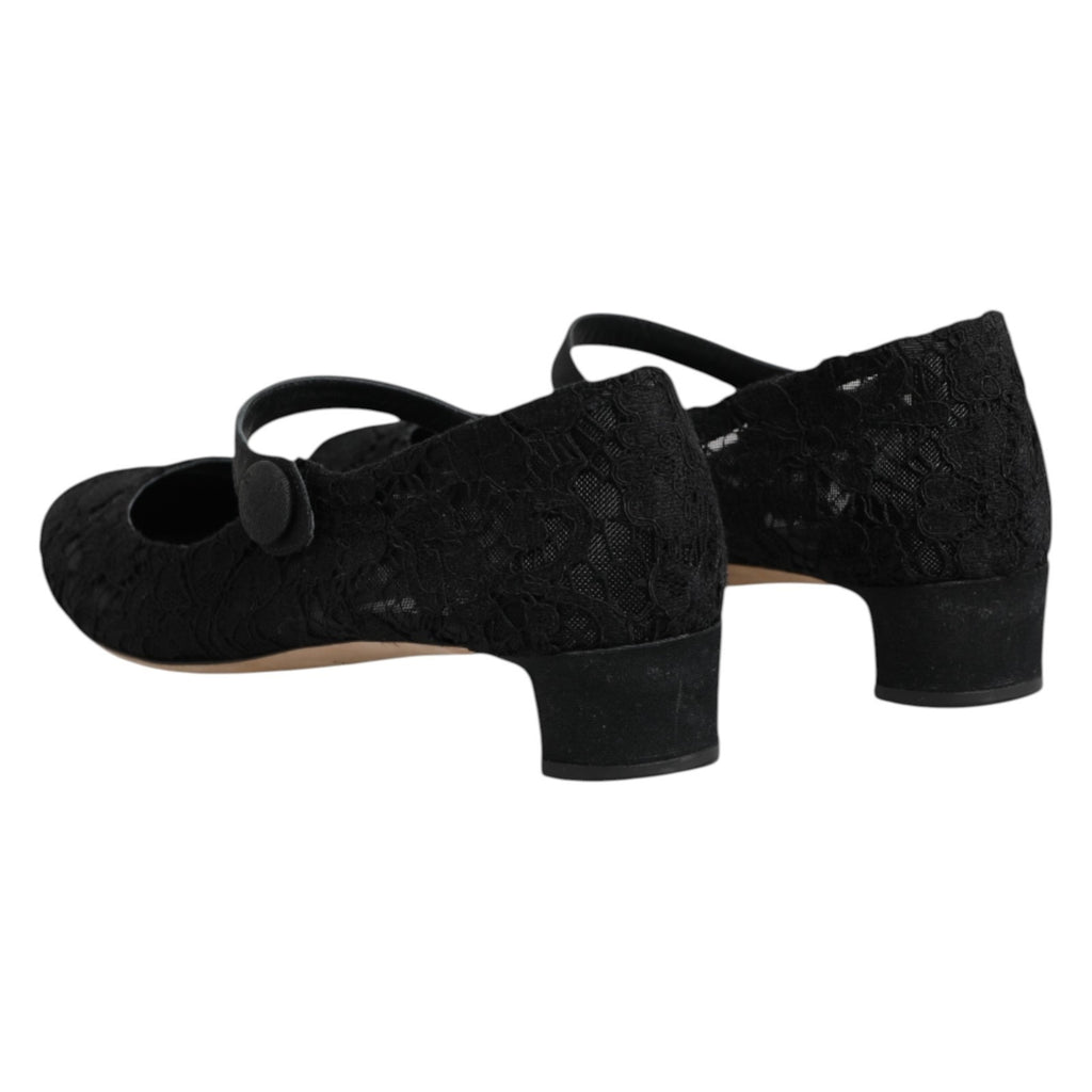 Dolce & Gabbana Schwarze Vally Taormina Floral-Spitze Pumps Schuhe