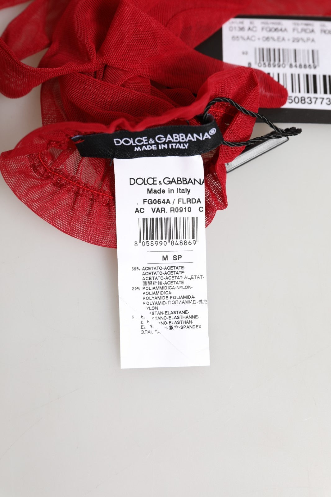 Dolce & Gabbana Rote transparente Ellenbogenhandschuhe aus Azetat