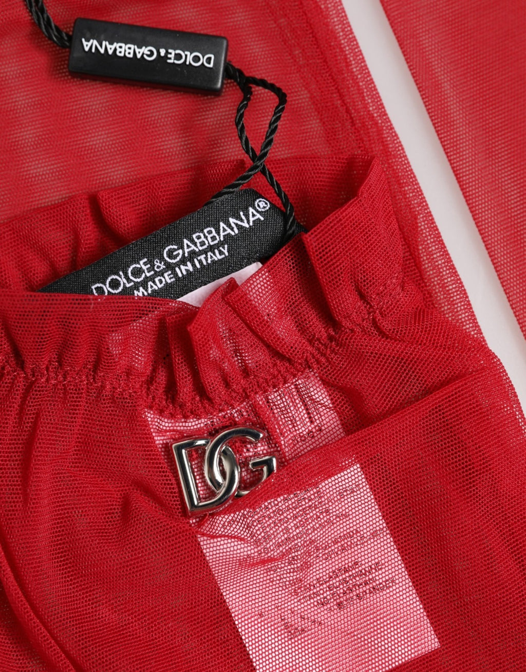 Dolce & Gabbana Rote transparente Ellenbogenhandschuhe aus Azetat