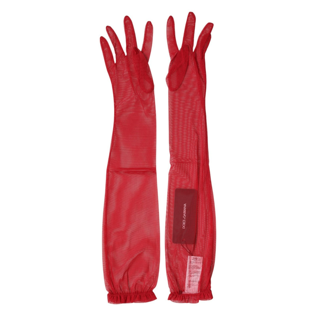 Dolce & Gabbana Rote transparente Ellenbogenhandschuhe aus Azetat