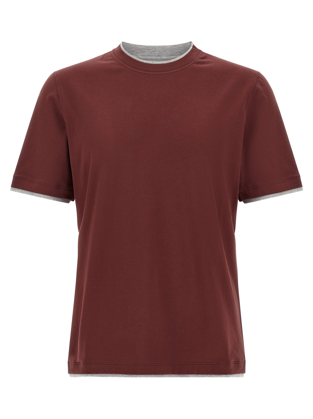 Brunello Cucinelli Bordeaux Baumwoll-T-Shirt