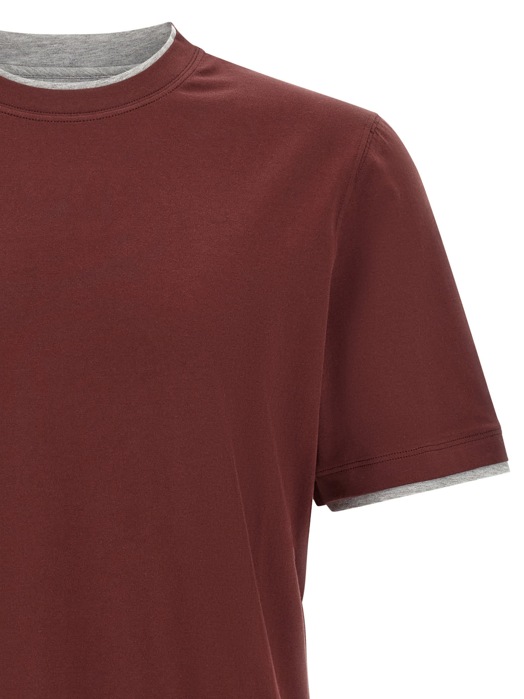 Brunello Cucinelli Bordeaux Baumwoll-T-Shirt