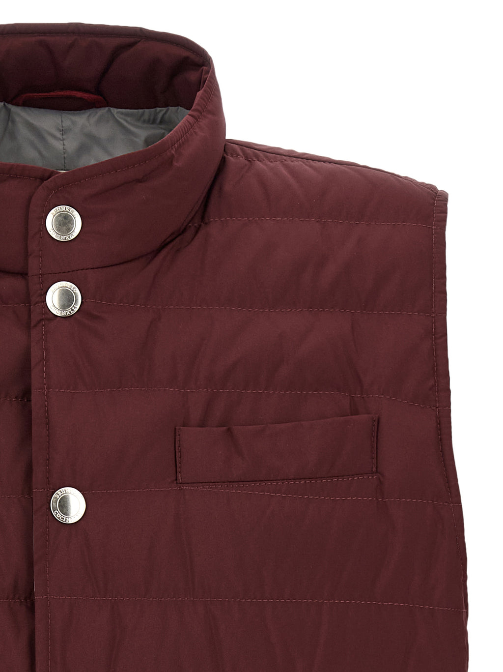 Veste sans manches en polyester bordeaux Brunello Cucinelli