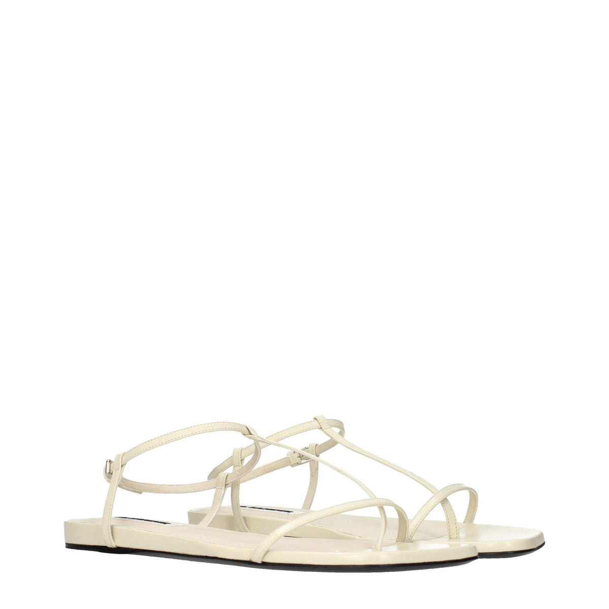 Jil Sander Beige Leather Flip-Flop Sandals