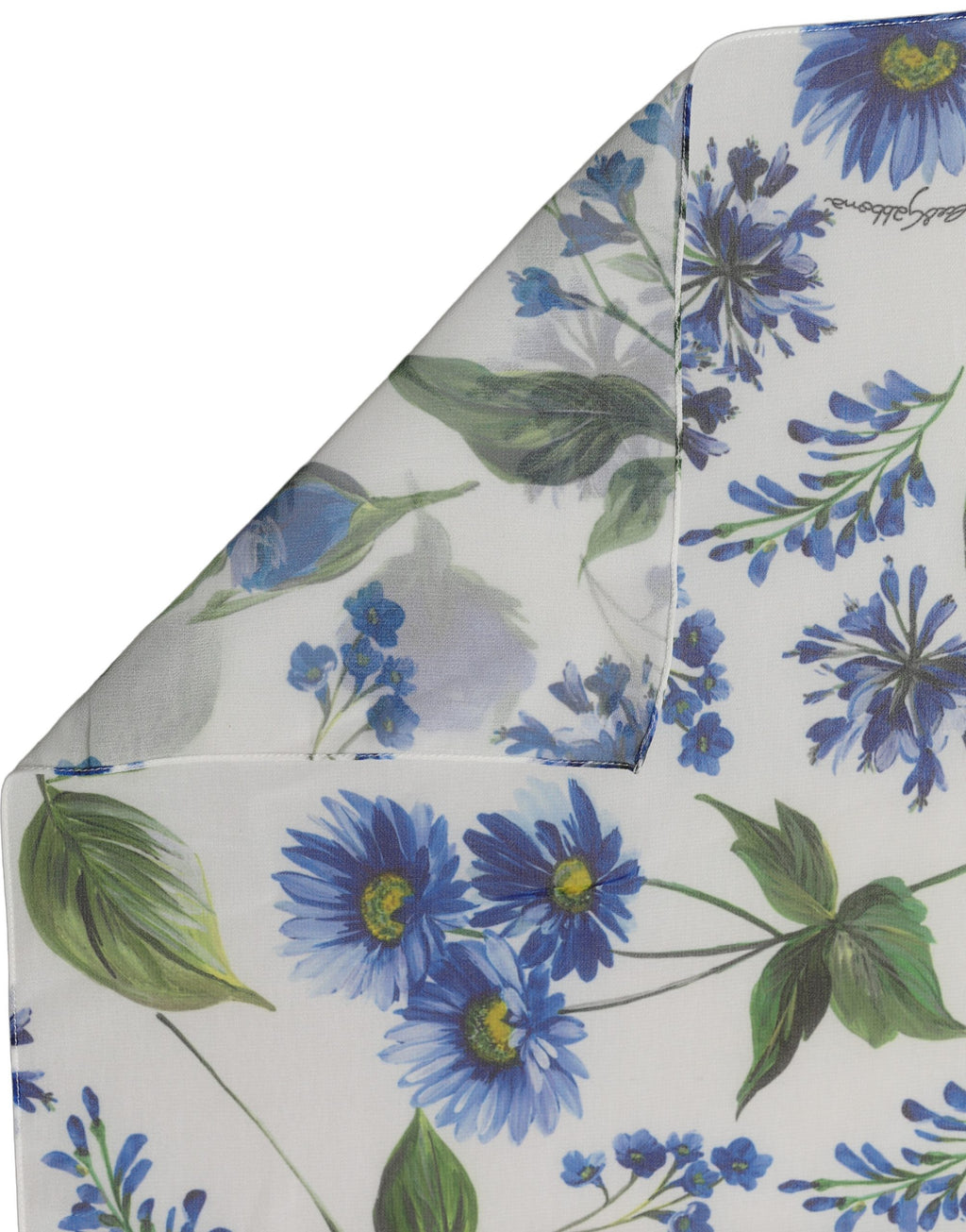 Dolce & Gabbana White Blue Floral Square Foulard Scarf