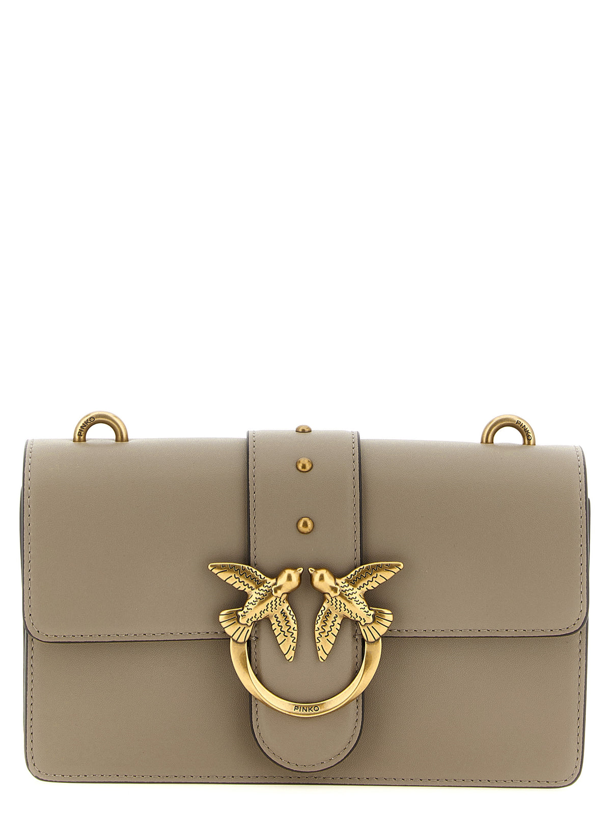 PINKO Gray Calfskin Crossbody Bag