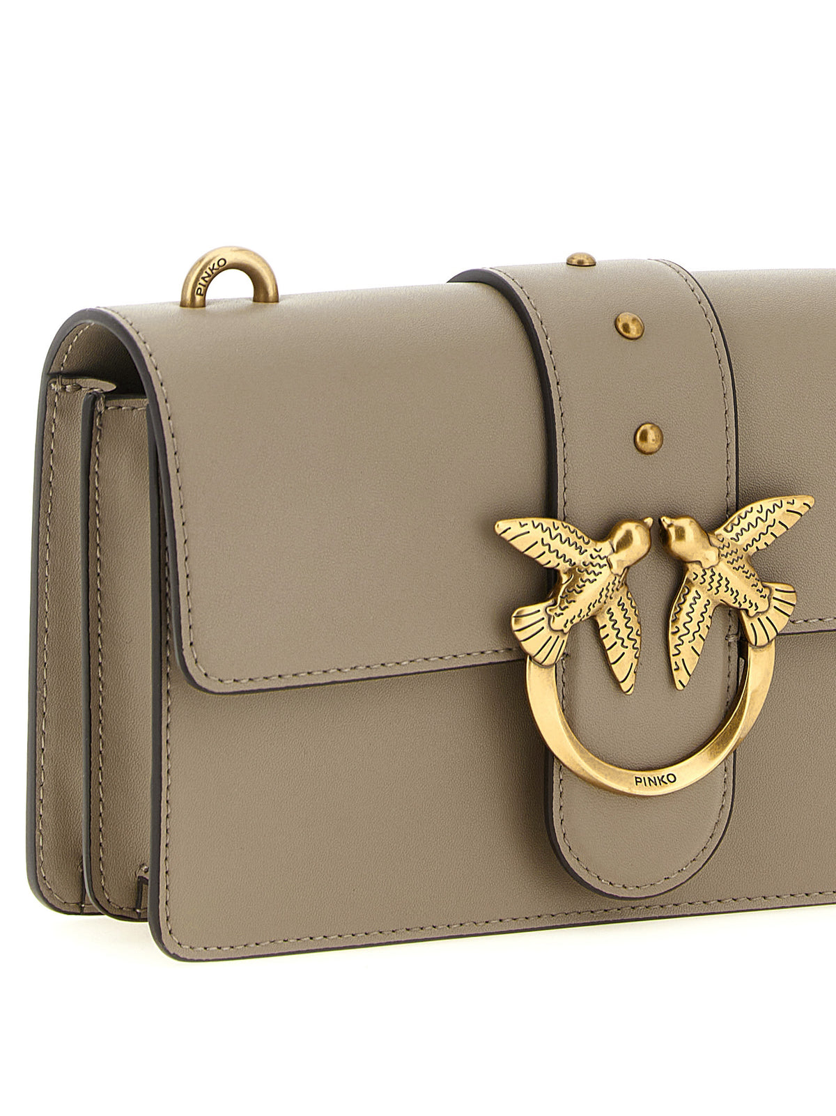 PINKO Gray Calfskin Crossbody Bag