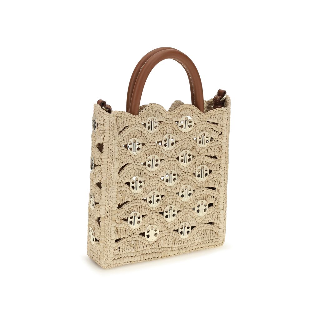 Rabanne Beige Raffia Shoulder Bag