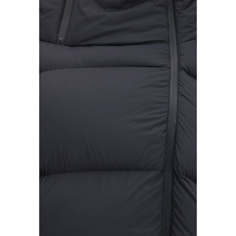Ganni – Lange Jacke aus Polyamid in Schwarz