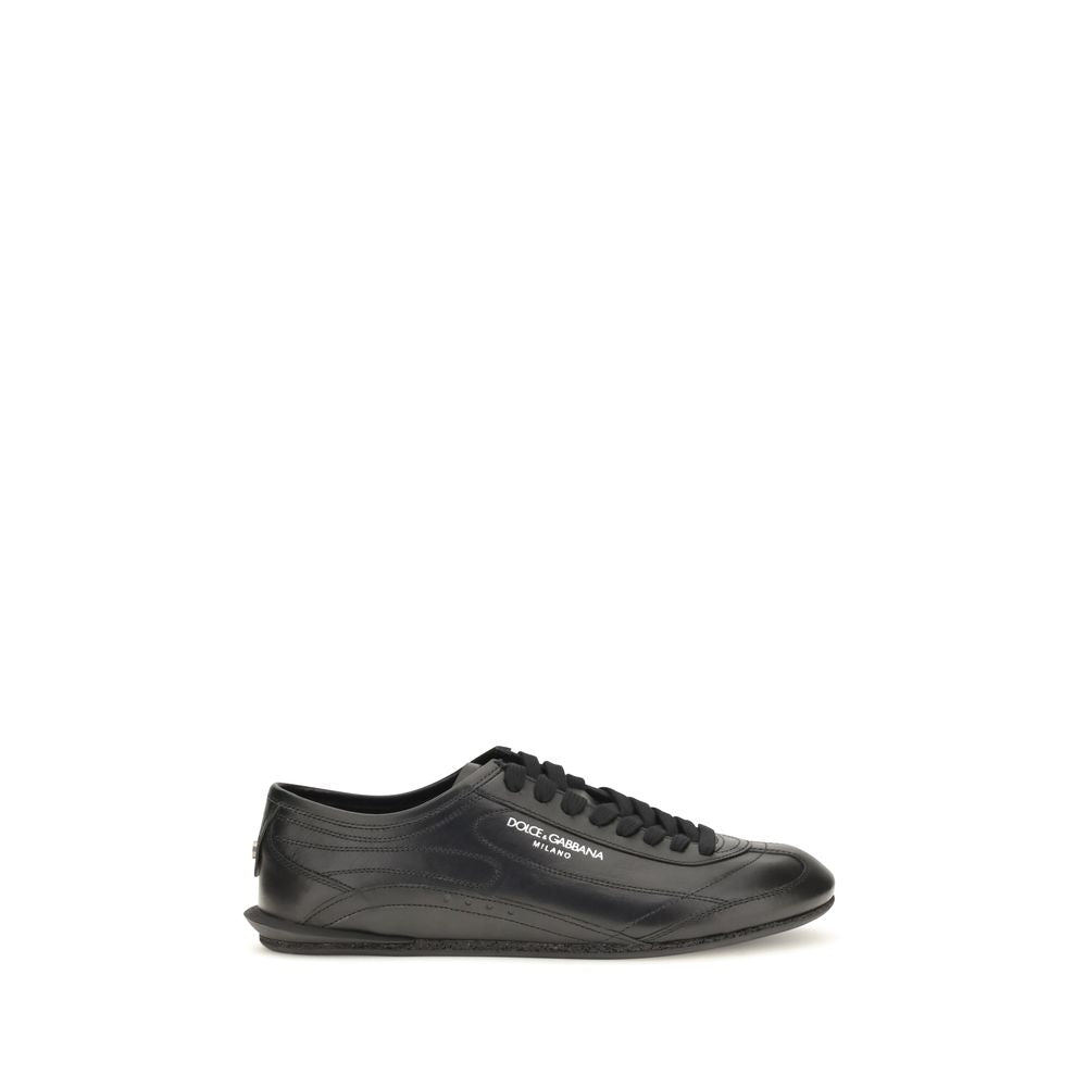 Dolce & Gabbana Schwarze Kalbsleder-Low-Top-Sneakers aus Bos Taurus