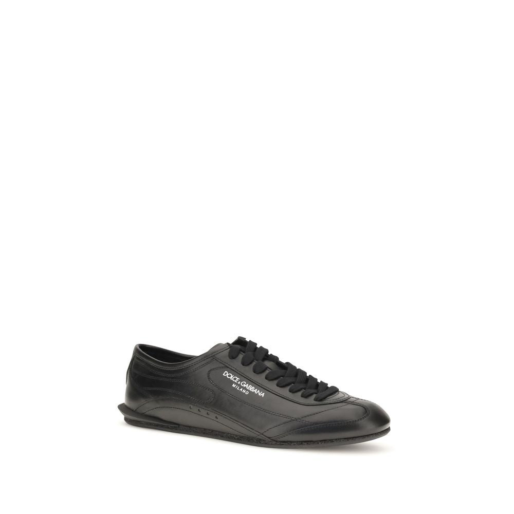 Dolce & Gabbana Schwarze Kalbsleder-Low-Top-Sneakers aus Bos Taurus
