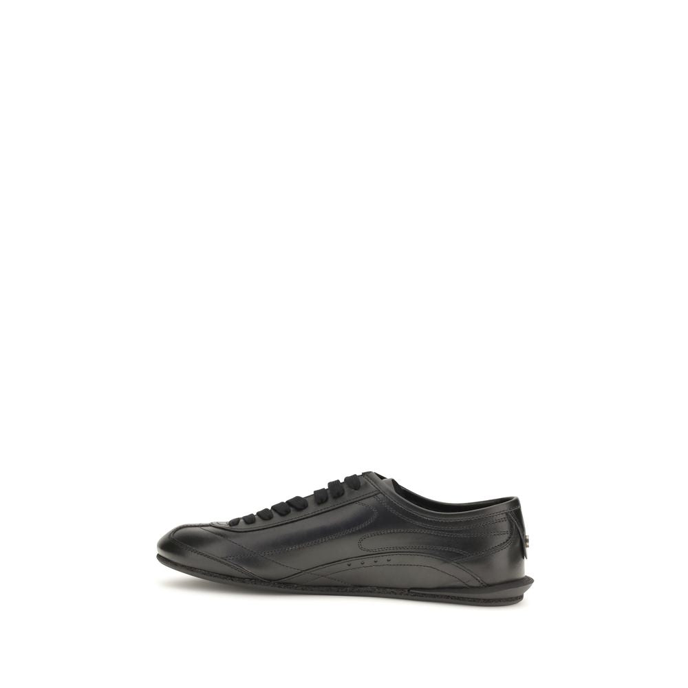 Dolce & Gabbana Schwarze Kalbsleder-Low-Top-Sneakers aus Bos Taurus