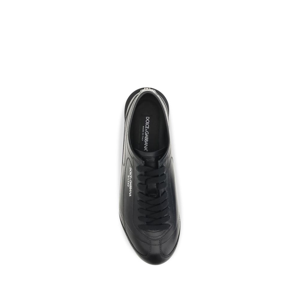 Dolce & Gabbana Schwarze Kalbsleder-Low-Top-Sneakers aus Bos Taurus