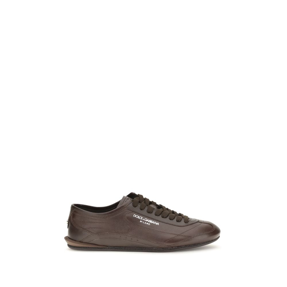 Dolce & Gabbana Braune Kalbsleder-Sneakers aus Bos Taurus