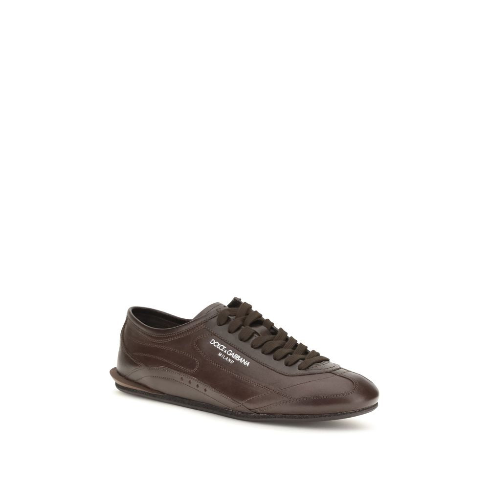 Dolce & Gabbana Braune Kalbsleder-Sneakers aus Bos Taurus
