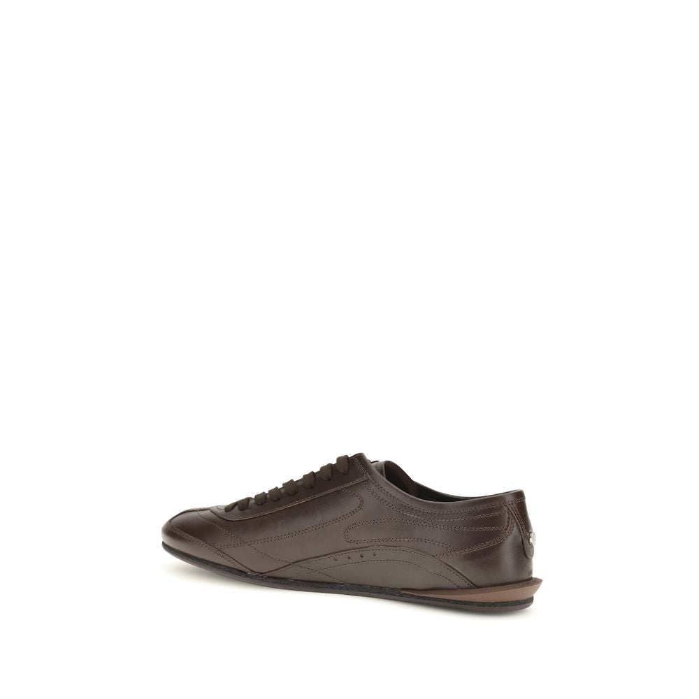 Dolce & Gabbana Braune Kalbsleder-Sneakers aus Bos Taurus