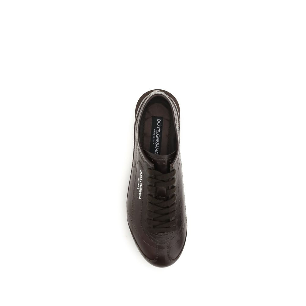 Dolce & Gabbana Braune Kalbsleder-Sneakers aus Bos Taurus