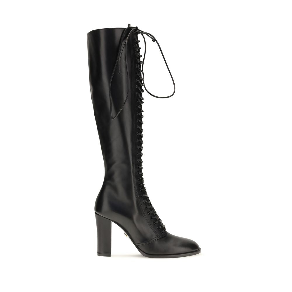 Dolce & Gabbana Schwarze knöchelhohe Schnürstiefel aus Kalbsleder vom Hausrind