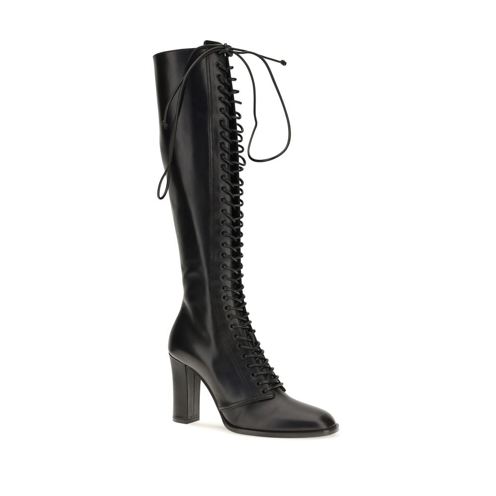 Dolce & Gabbana Schwarze knöchelhohe Schnürstiefel aus Kalbsleder vom Hausrind
