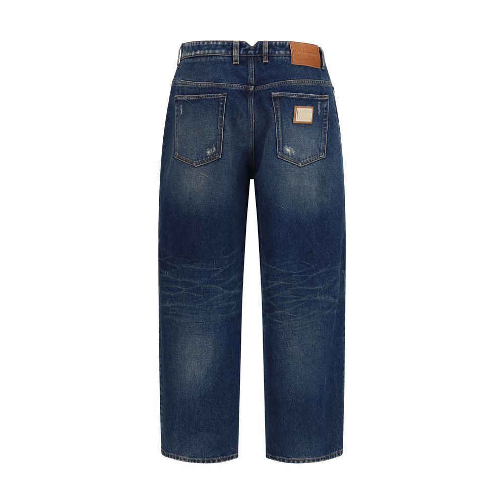 Dolce & Gabbana Blue Cotton Relaxed Fit Jeans