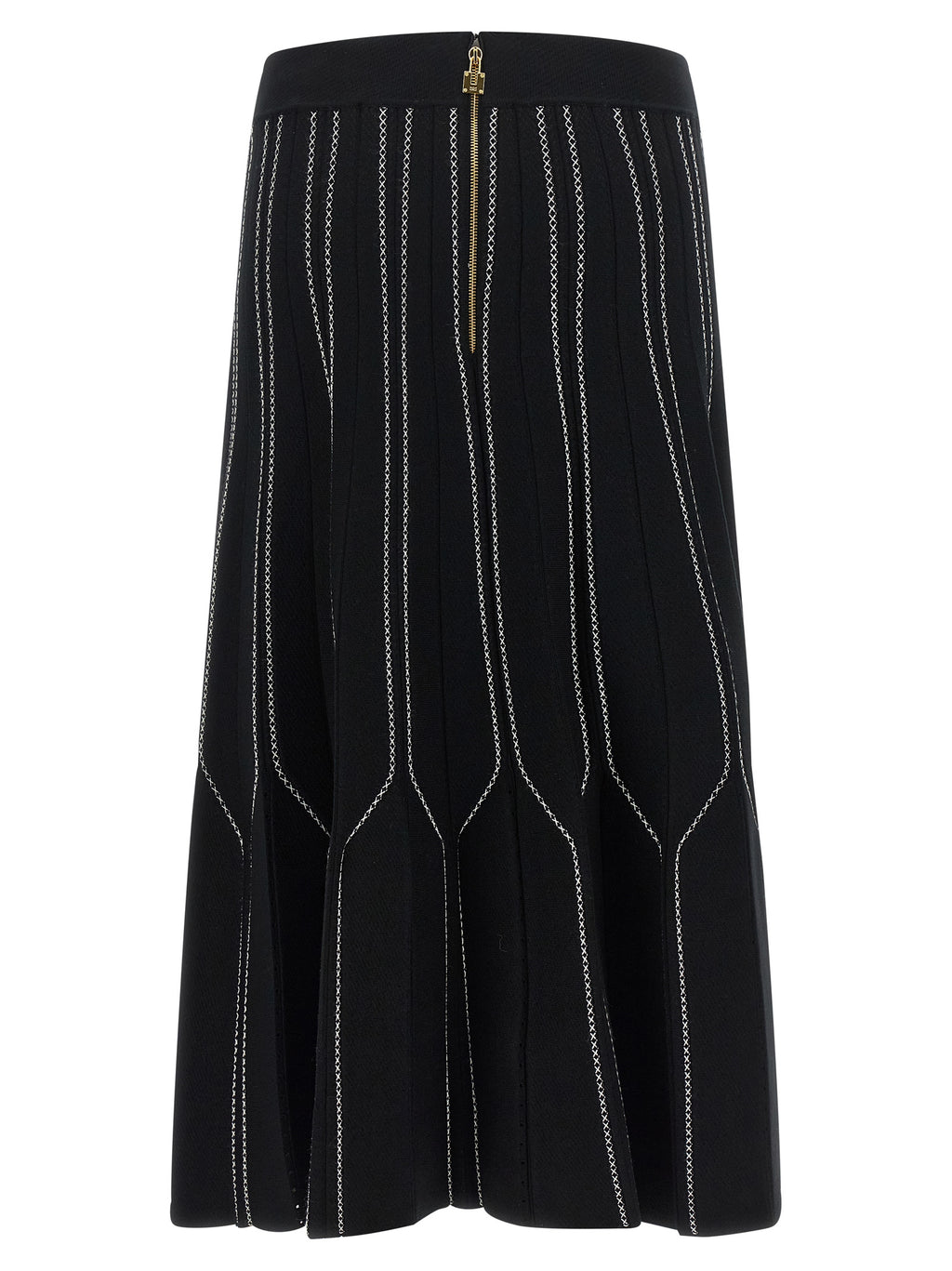 Elisabetta Franchi Black Viscose Midi Skirt