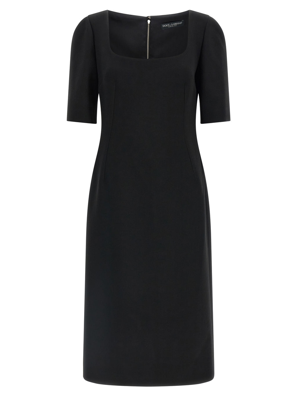Dolce & Gabbana Black Virgin Wool Midi Dress