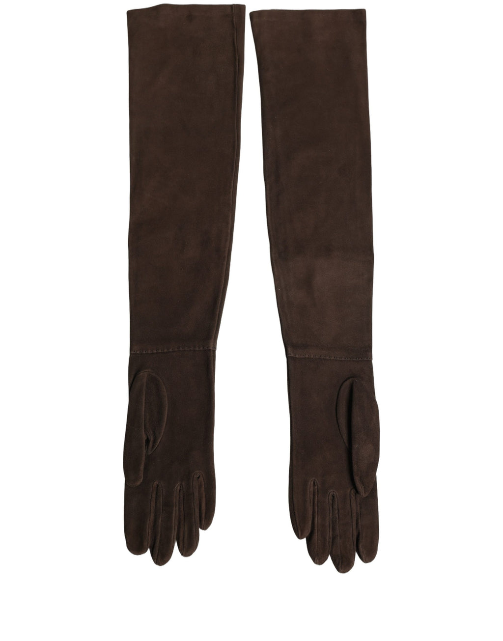 Dolce & Gabbana Brown Genuine Leather Suede Elbow Length Gloves