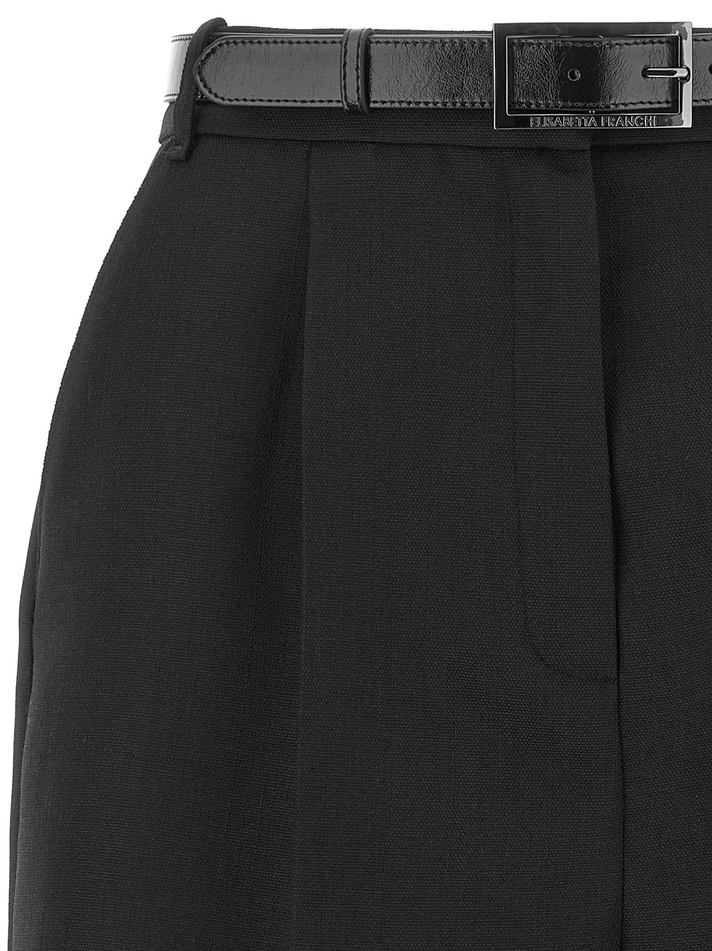 Elisabetta Franchi Black Virgin Wool Bermuda Shorts